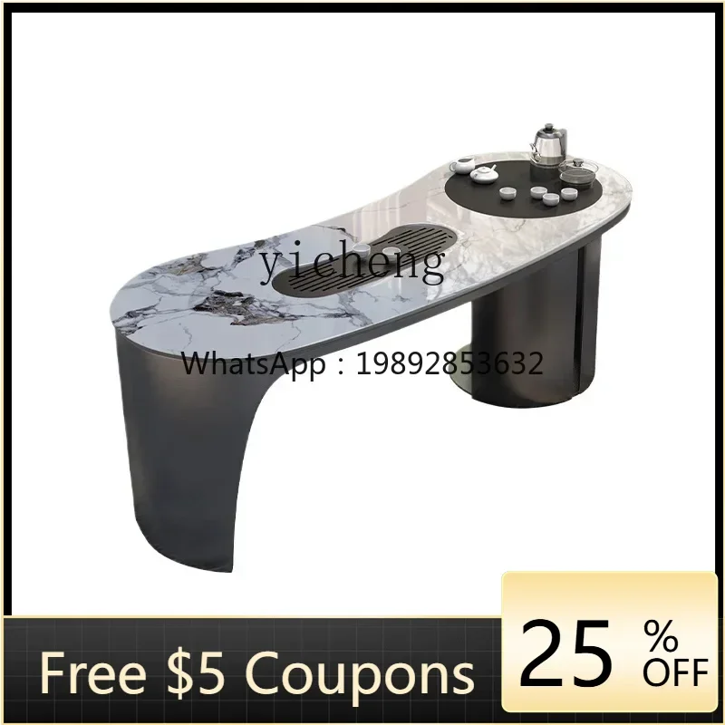 

TQH Kung Fu tea table and chair combination home balcony tea table office rock slab light luxury high sense