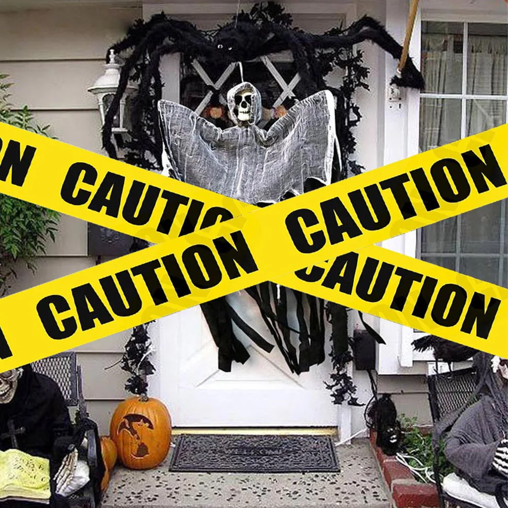 

1 Roll Yellow Caution Tape Halloween Party Safety Warning Tape Crime Scene Warning Line Halloween Decors Crime Scene Tapes