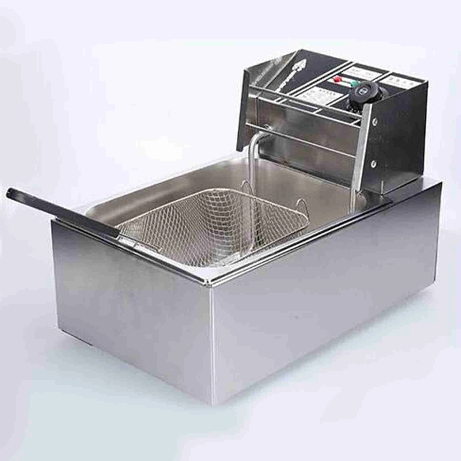 多機能 6L 電気フライヤー取り外し可能なオイル濾過バスケット 1500 ワットステンレス鋼自動サーモスタット魚フライ