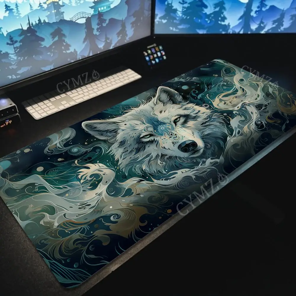 

Абстрактное искусство, дизайн на тему волка, коврик для мыши, настольный коврик, игровые коврики, нескользящий коврик для клавиатуры с прошитыми краями, коврик для мыши mauspad muismat