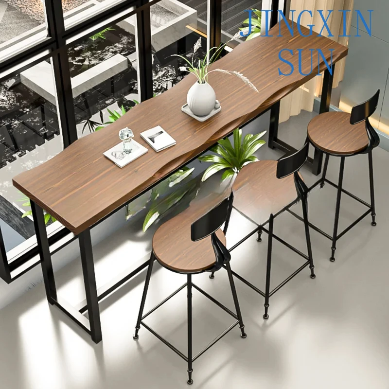 Reception Desk Counter Bar Table Wood Long Cocktail Night Club Alcohol Bar Table High Side Pub