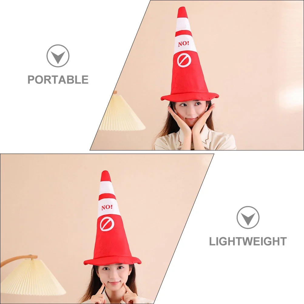 Funny Party Hat Halloween Costumes Traffic Cone Plush Novelty Headgear Headwear