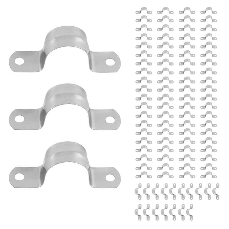 

100 Pieces Of 25 MM 304 Stainless Steel U-Shaped Pipe Clamp With Detachable Fastener