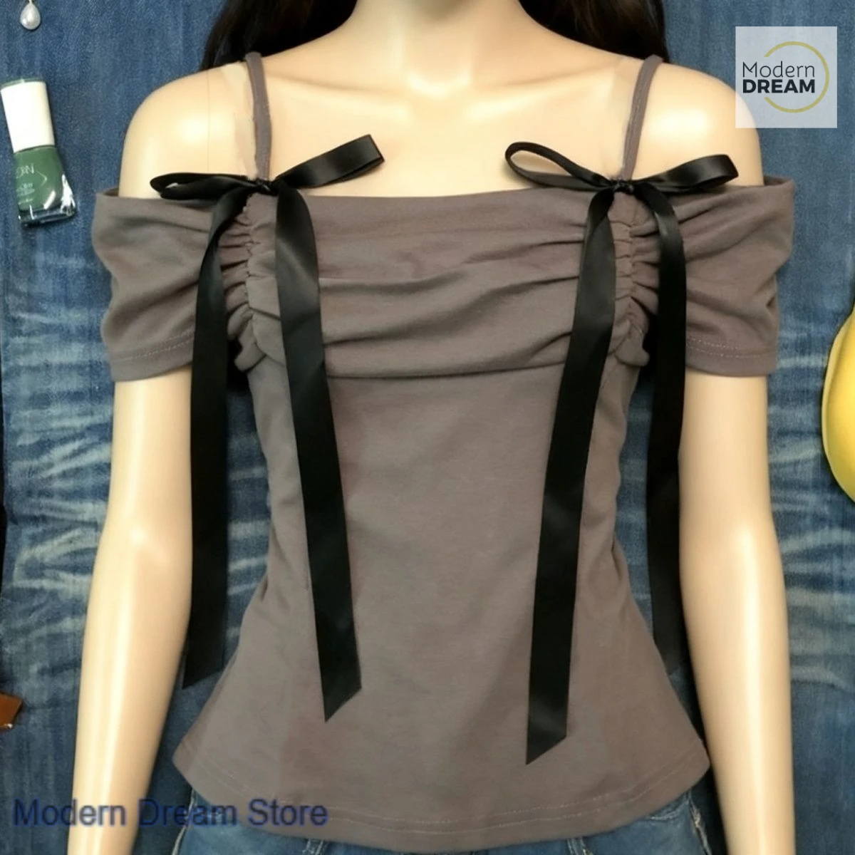 

American retro word collar pleated sling short sleeve female summer new fashion Millennium sweet y2k bow casual shirt T-shirt