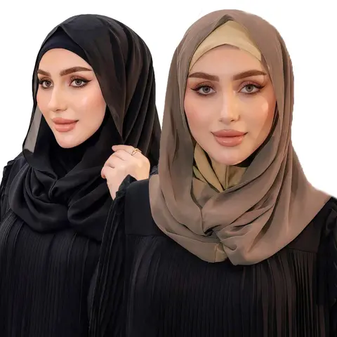 Ready to Wear Chiffon Hijab Instant Headscarf Muslim Undercap Islam Comfort Neck Covered Scarf Light Turban