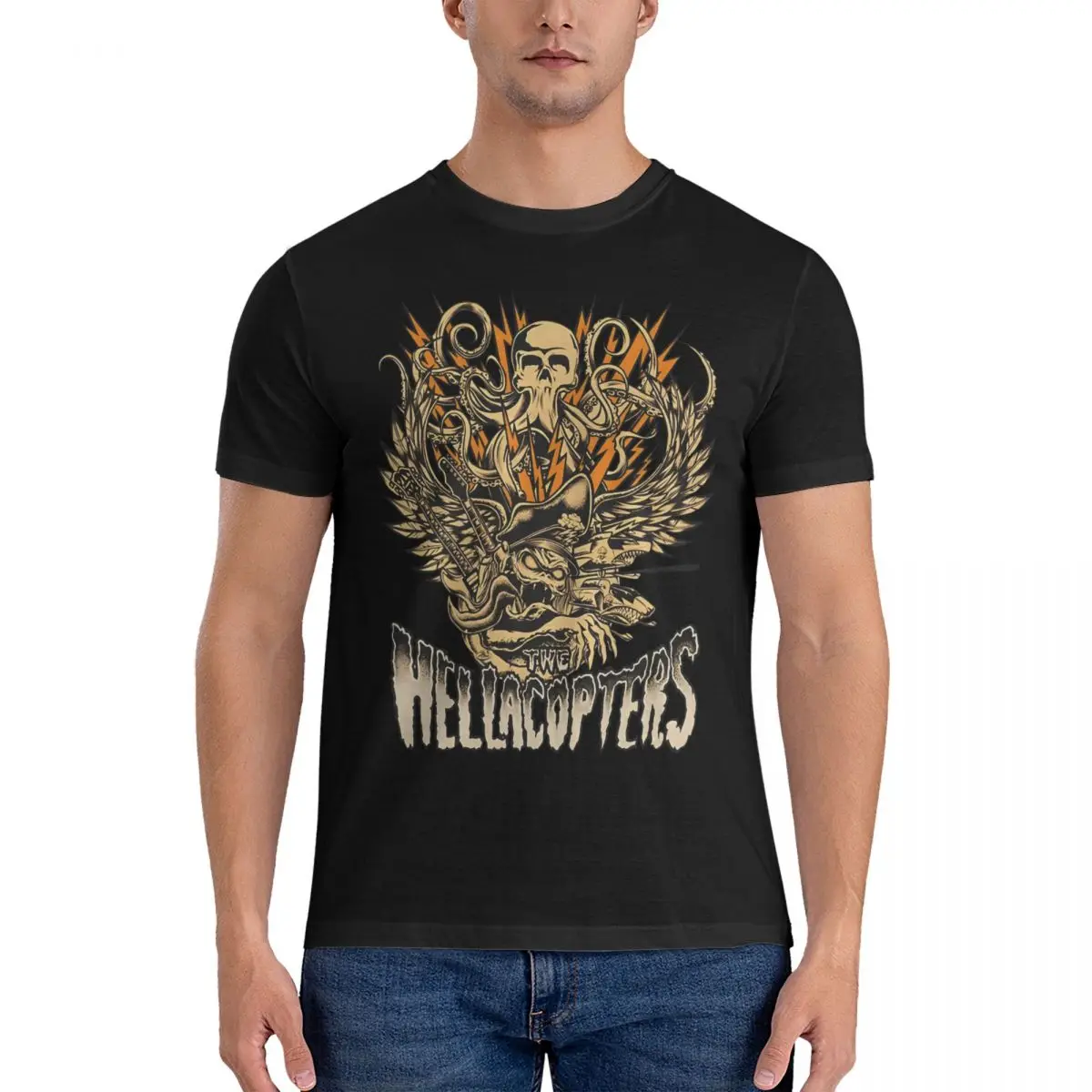 Camiseta The T-Shirt Men Hellacopters Creative 100% Cotton Tees Round Neck Short Sleeve T Shirt Gift Idea Clothing