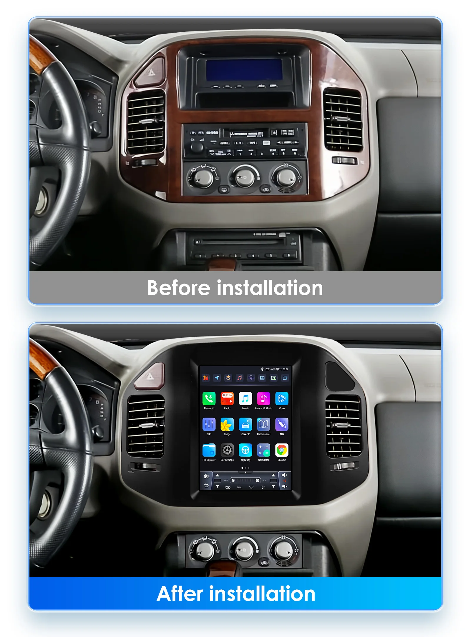 Hizpo 9.7 Screen for Mitsubishi Pajero V60 V68 V73 1999-2006 Car