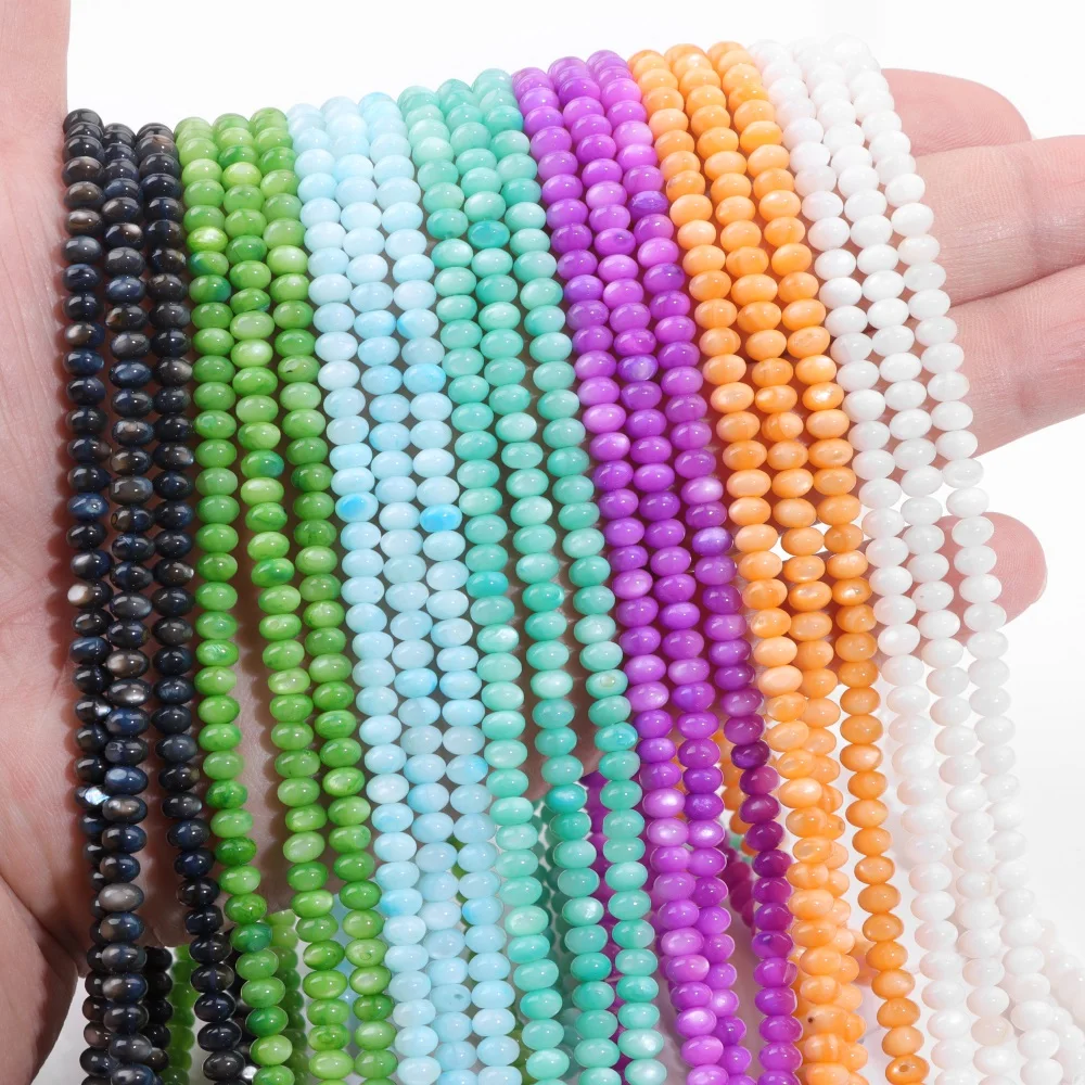 Natural Shell Abacus Beads Freshwater Mother of Pearl Shell Rondelle Loose Beads For Jewelry Making Necklace DIY Bracelet