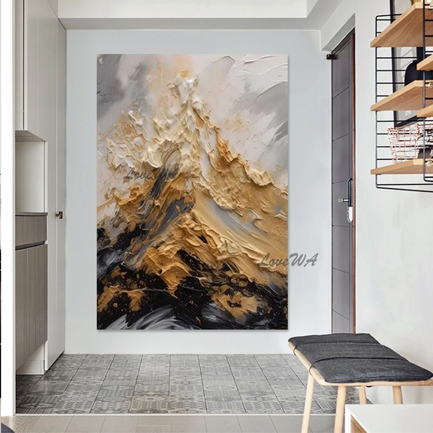 Thick Heavy Textured Art Drawing Wall Decoration Items Palette Knife Oil Painting Abstract Mountain Landscape Picture Canvas