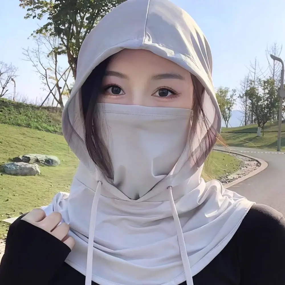 Ice Silk Sun Protection Mask Full Face Hooded Neck Gaiter For Outdoor Cycling Motorbike Riding Accessory