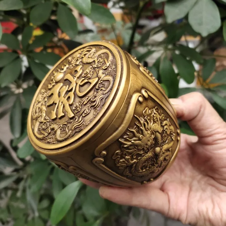 Bronze Collection: Brass dragon pattern tea cans, storage jars, pulp, moisturizing home tea ceremony crafts