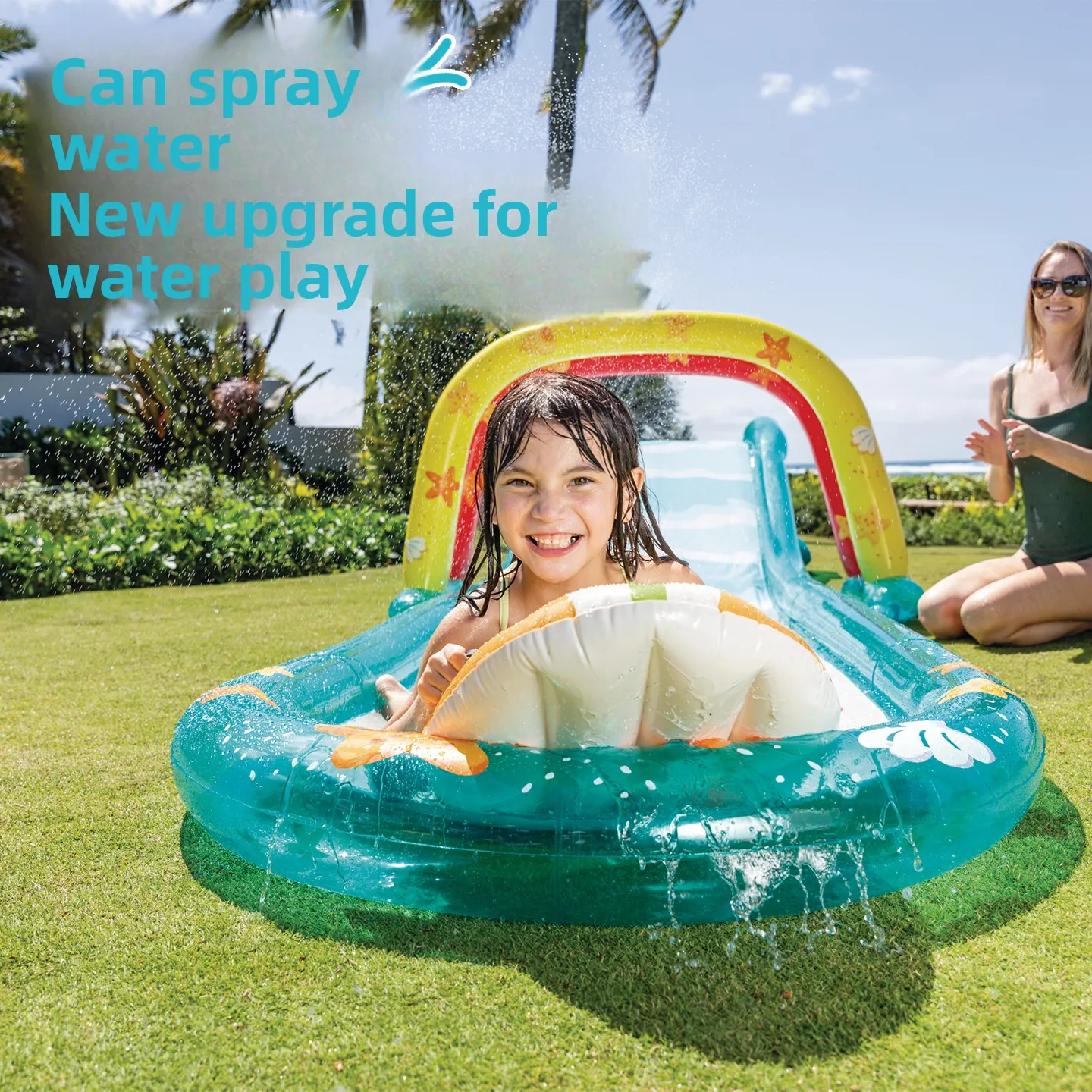 Inflatable Race Track Water Slide Kids Sprinkler Swimming Pool Outdoor Water Play Pool