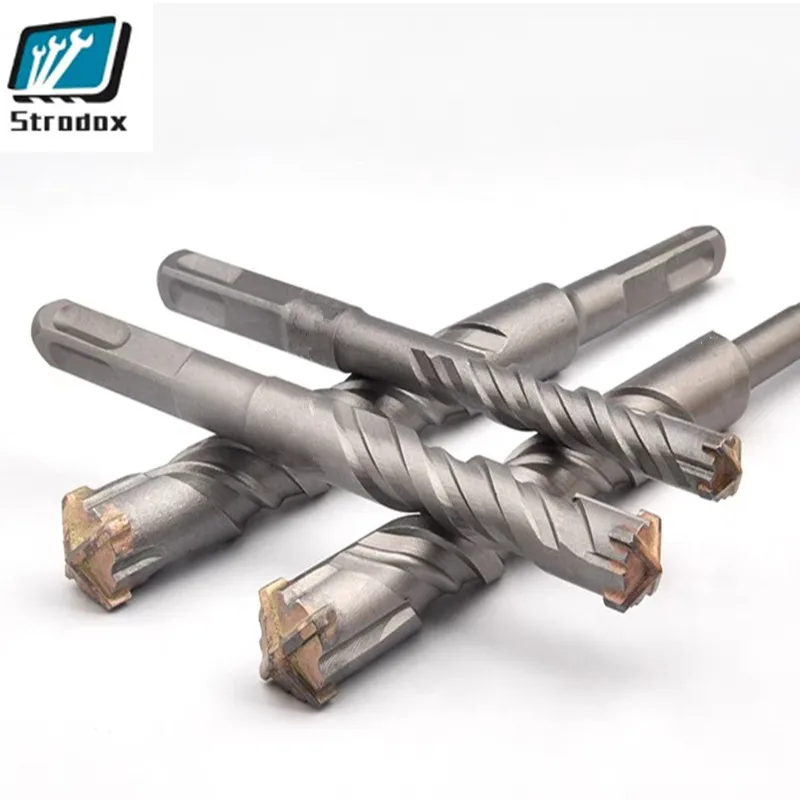 Tungsten Steel Alloy Material Hard Impact Lengthened Cross Hammer Drill Bit Concrete Through The Wall Double Groove  Excretion