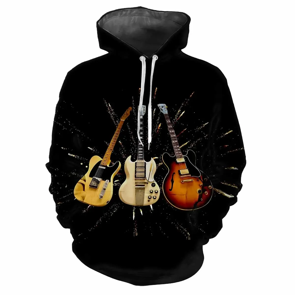 

Guitar Pattern 3d Printing Spring Fall Men's Hoodie Fashion Personality Street Trend Creative Loose Comfortable Classic Pullover