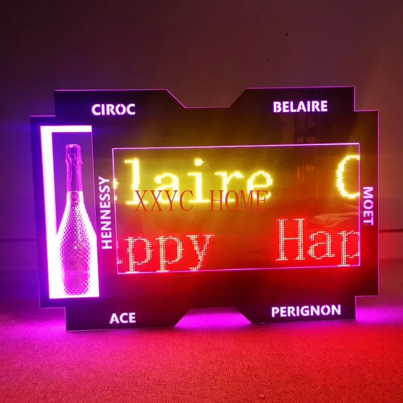 26pcs Alphabets Sign Rechargeable Led Interchangeable Letters Box Board Shield VIP Champagne Bottle Display for Bar