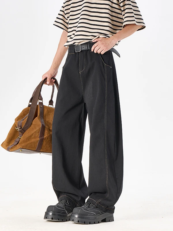 

Мужские джинсы Waed Pure Color: летние, модные, свободные, прямые, широкие штанины, в американском стиле, свободные брюки-карго