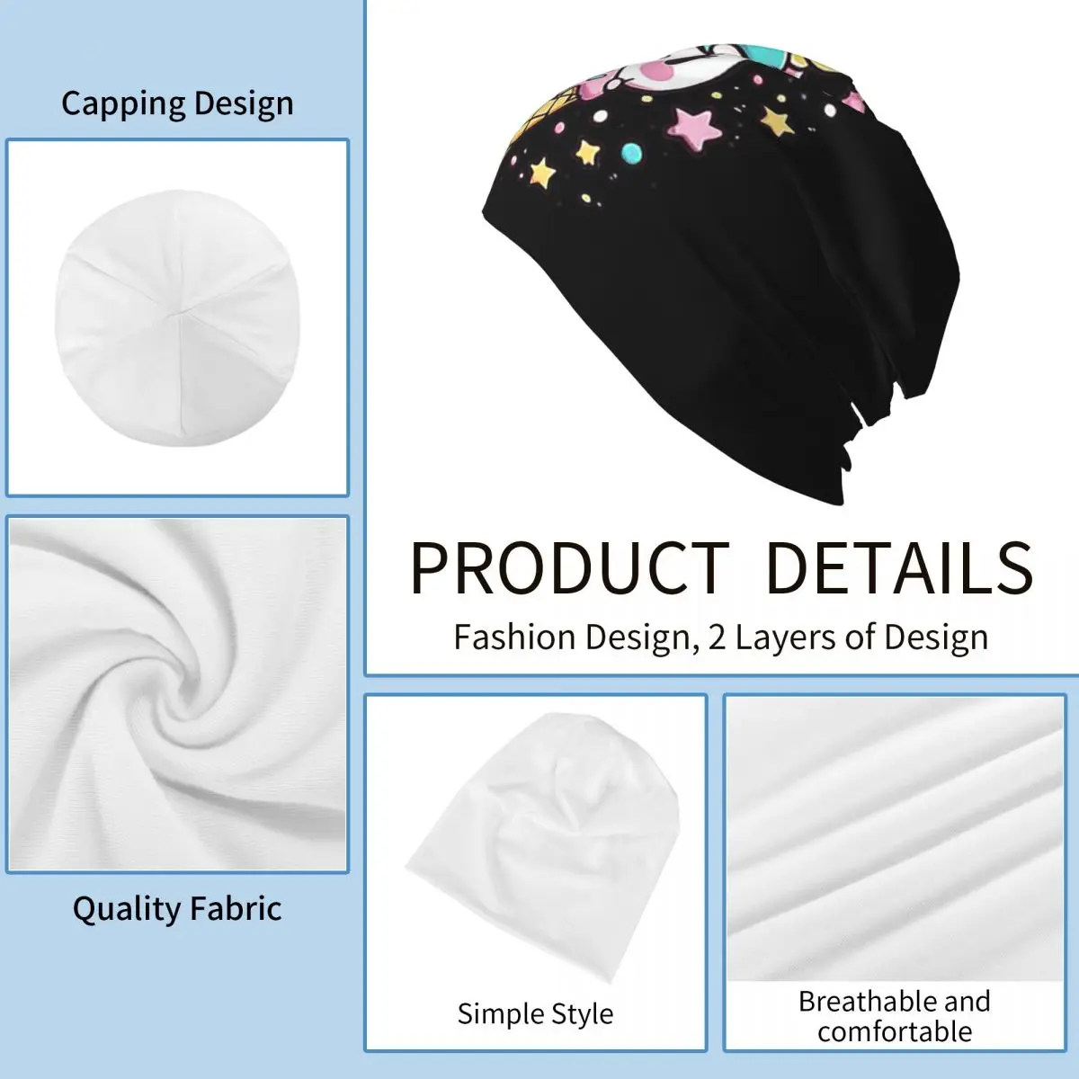 الآيس كريم يونيكورن Skullies Beanies القبعات الدافئة الخريف الشتاء في الهواء الطلق قبعة محبوك قبعات بونيه للرجال النساء الكبار