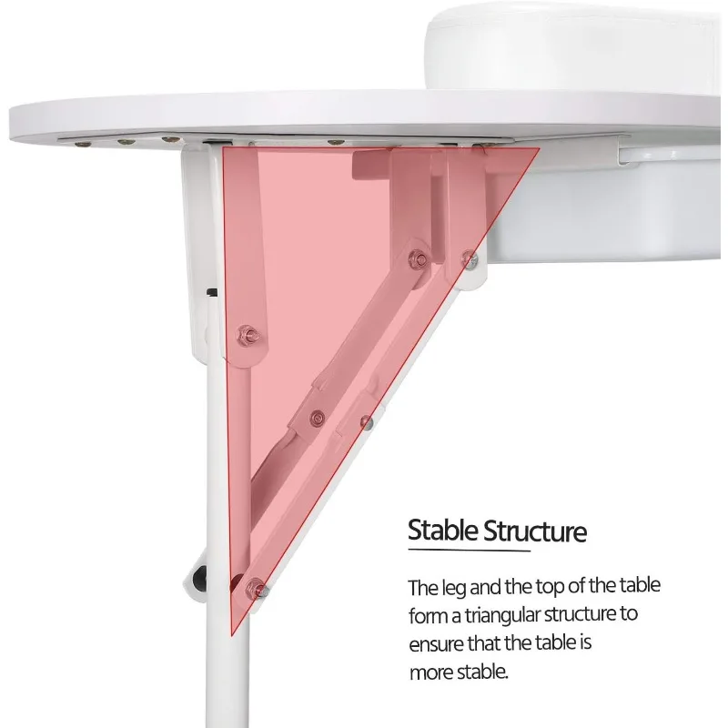 37-inch Portable & Foldable Manicure Table Nail Desk Workstation with Large Drawer/Client Wrist Pad/Controllable Wheels/Carrying