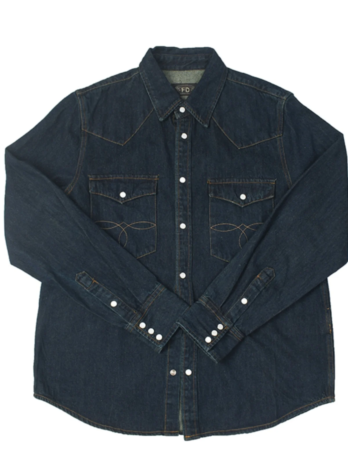 

FDMTD Heavyweight Classic Washed Denim Shirt Men's Standard Fit Long Sleeve Button up Cotton Youth Fashion All Seasons