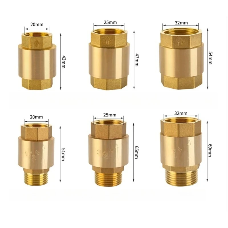 

1/2" 3/4" 1" 1-1/4" 1-1/2" 2" Female Thread Wire Mouth Vertical Check Valve Non-return Valve Brass