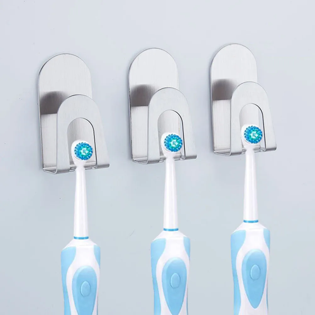 

2pcs Stainless Steel Toothbrush Holder Wall Mounted For Bathroom Organizer Rack Toothpaste Storage Space Saving Compact Design