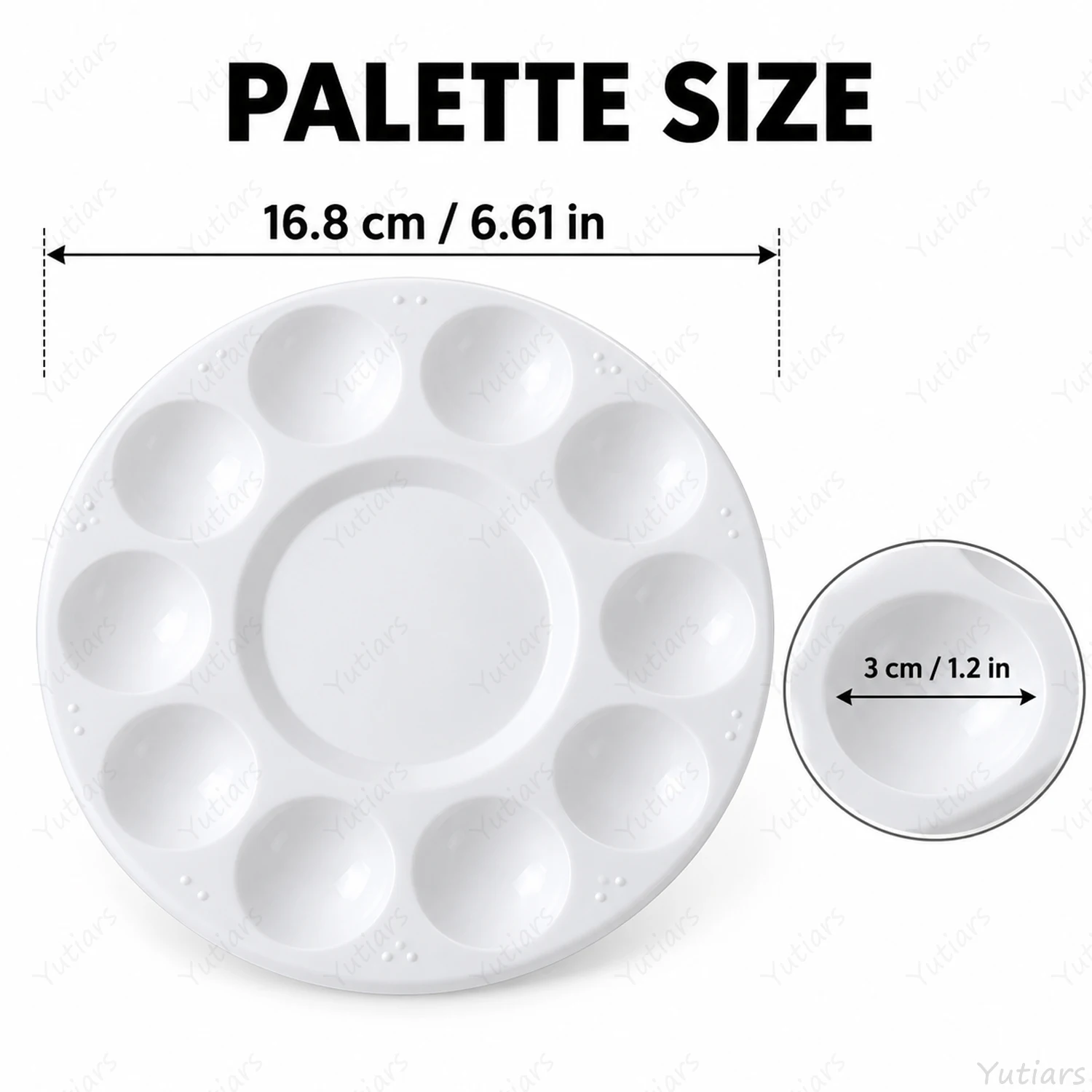 5/10PCS Round Paint Palette 10-Well Mixing Tray for Watercolor Acrylic Gouache Painting, Plastic Art Tray for Artists Students