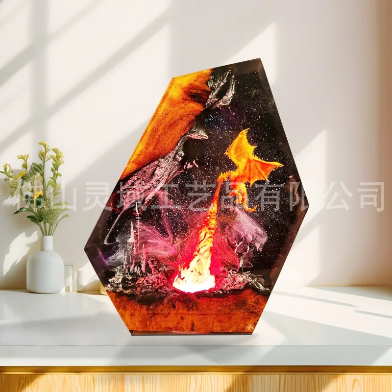 

Flamingo dragon peripheral model ornaments night light volcano resin night light bedroom desk lamp birthday gift