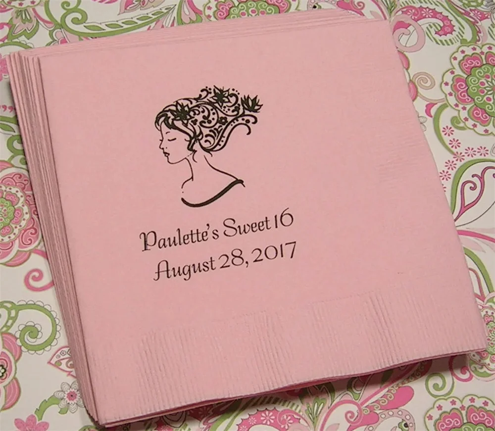 50PCS Sweet 16 birthday napkins Bat Mitzvah napkins Quinceanera napkins Mis quince napkins Girls birthday celebrate 26 available