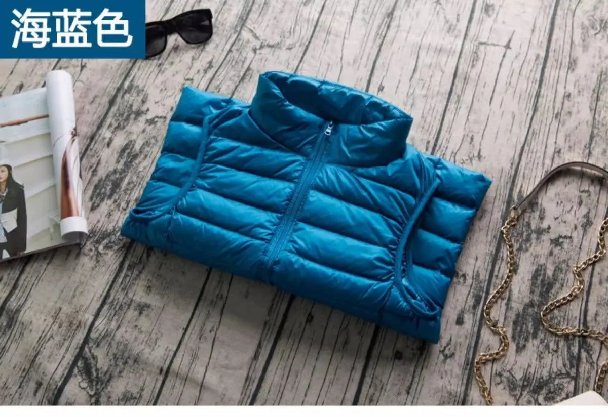 Spring Autumn Women Lightweight Puffer Jacket White Duck Down Vest Warm Winter Slim Sleeveless Waistcoat Female Portable Outwear