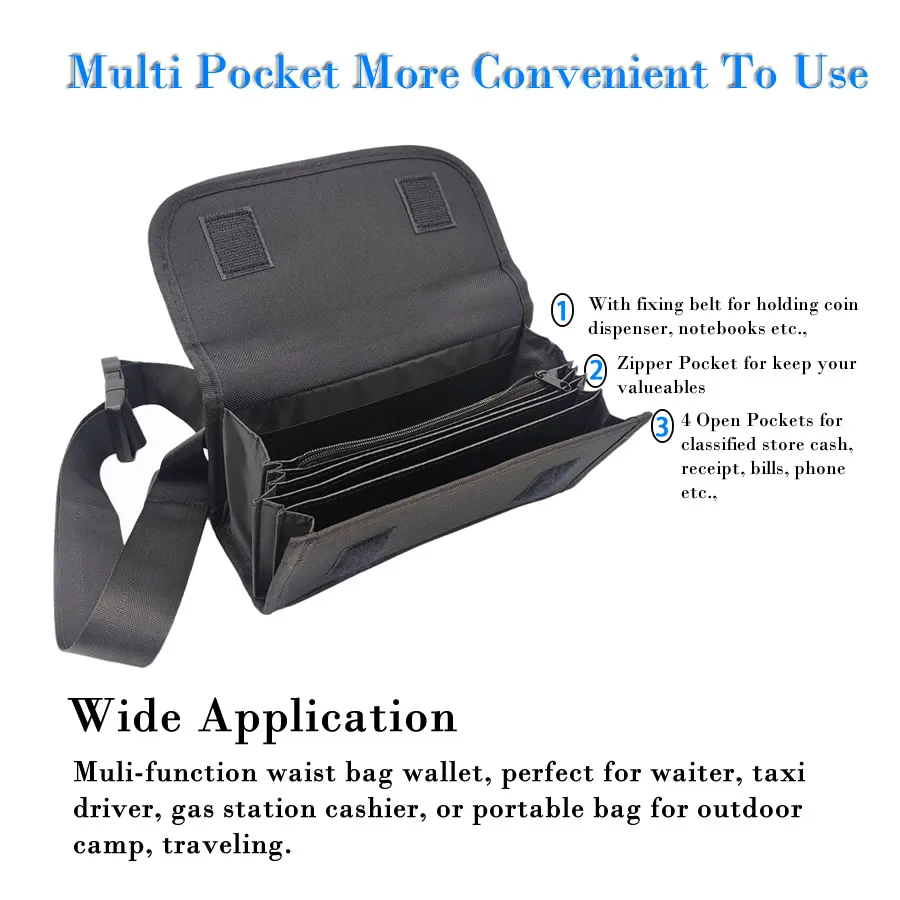 Portable 8 Euro Coins Dispenser And Waist Bag Multi Pockets Wallet Purse Money Box For Waiter Driver Cashier Cash Money Safe