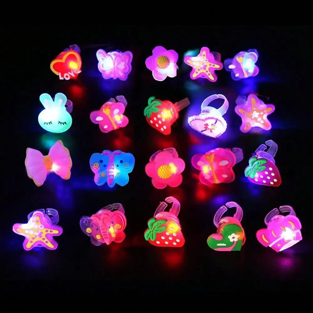 20/50 Stück Cartoon LED Leuchtende Fingerringe Tier- und Blumenmotiv Leuchtende Fingerringe Spielzeug Leuchtende Ringe Leuchten im Dunkeln Partyzubehör – Detail 2