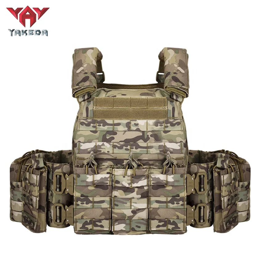 Imagem -02 - Nylon Tactical Vest ao ar Livre Caça Protetora Ajustável Multifunções Molle Airsoft Combate Yakeda1000d