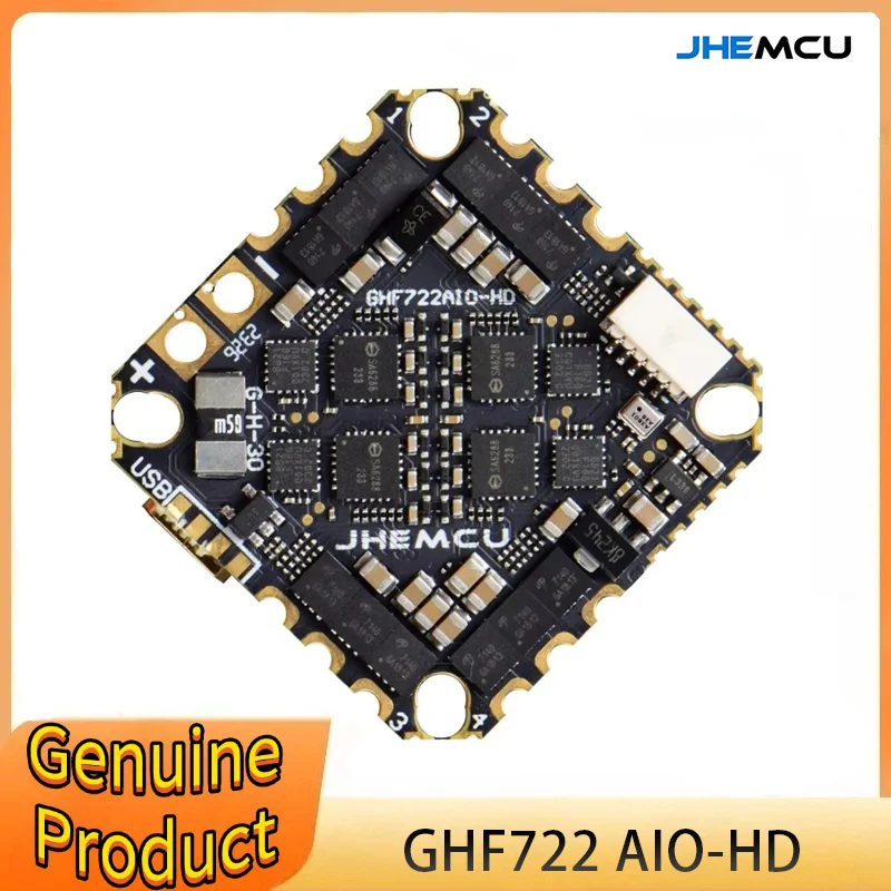 

JHEMCU GHF722AIO-HD 40A AIO Flight Controller F722 FC Baro OSD BlackBox 40A 4in1 ESC 2-6S for RC FPV Freestyle Cinewhoop Drone