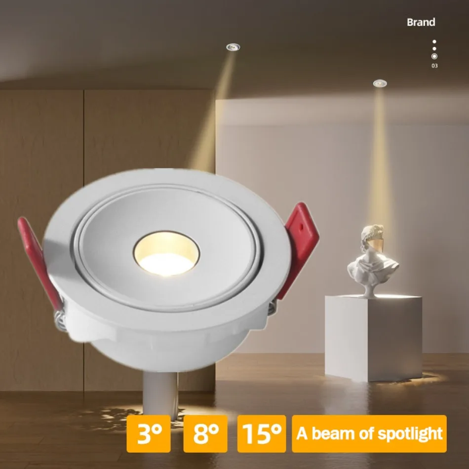 Recessed LED COB Embedded Ceiling Lamp Fixture Downlight Focus Mini Spotlight Narrow Beam Angle 3°8°15° Museum spotlights