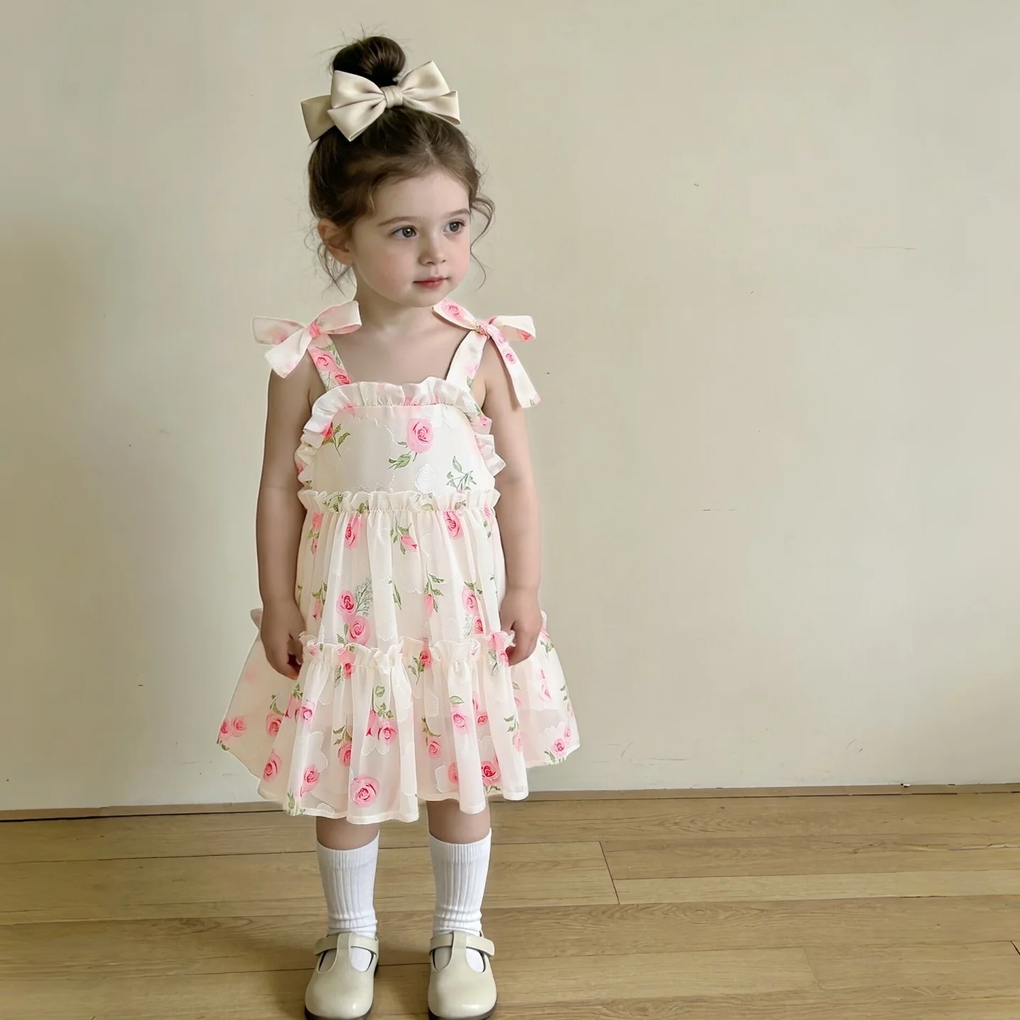 

Summer New Baby Girl Dress Sweet Floral Print Korean Style Mesh Princess Dress Birthday Party Baby Girl Dress 9 Months - 3 Years