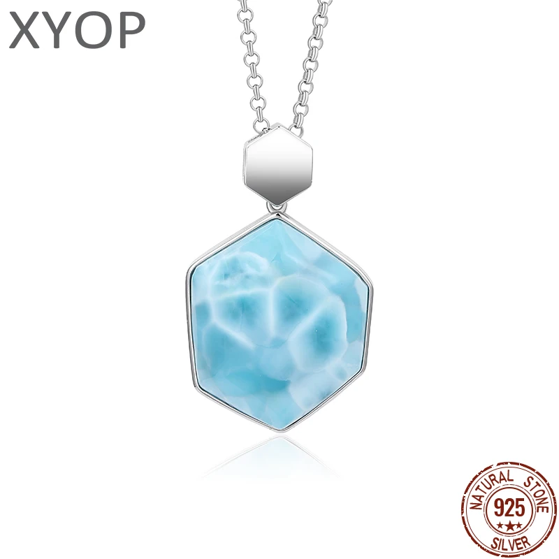 

XYOP 925 Silver Gift Larimar Fashion Diamond Pendant In Natural Blue, Collection Of Unique Wedding Party Occasions Fairy High St