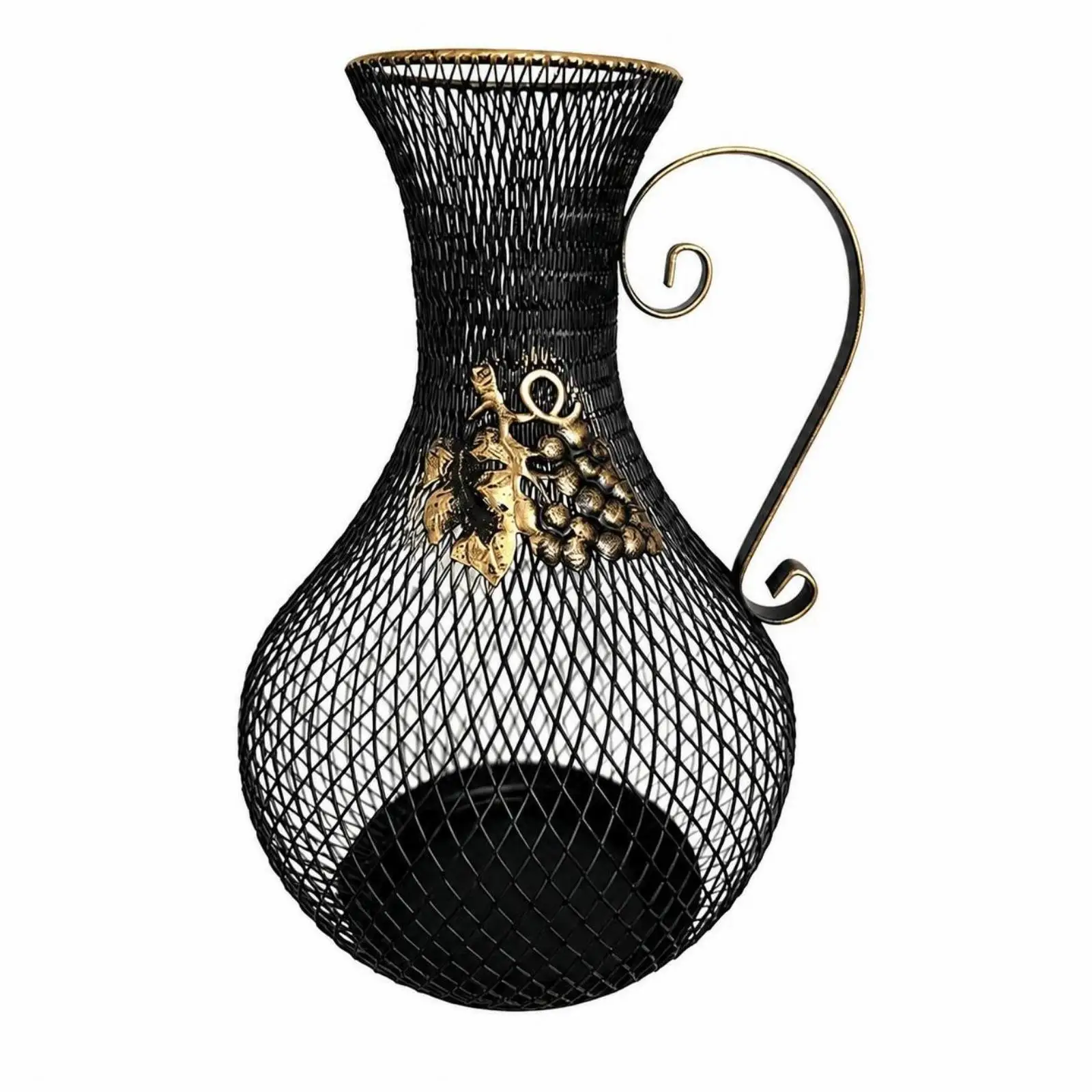 Decorative Iron Storage Basket for Wine Cork Display with Airy Lattice Construction