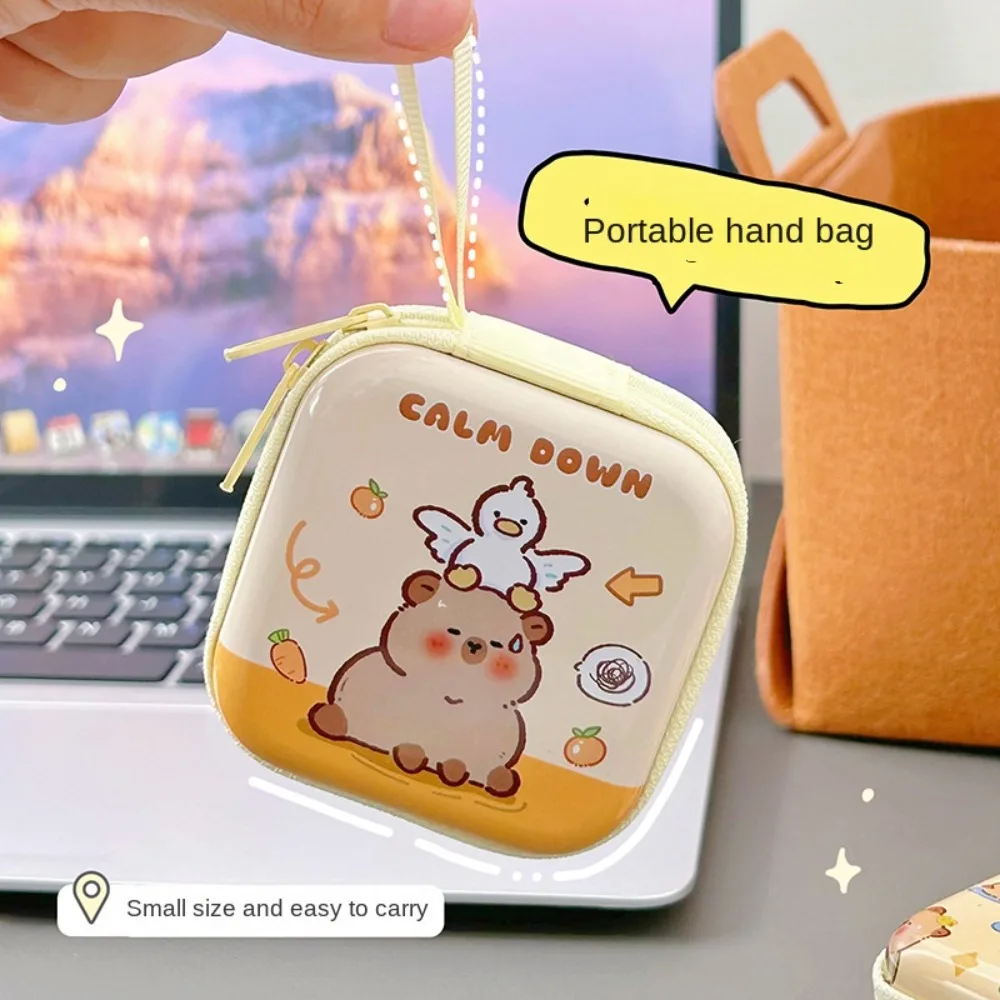 Waterproof Capybara Tinplate Zero Wallet Creative Portable Cartoon Tinplate Coin Purse Animal Zipper Capybara Earphone Bag Boys