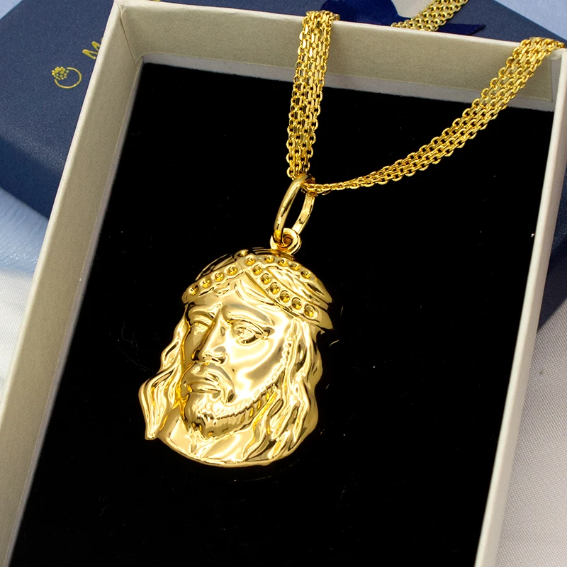 Pendant Necklace For Women Men Gold Color Copper Pharaoh Pattern Fashion Jewelry Accessory Daily Wear Anniversary With Chain