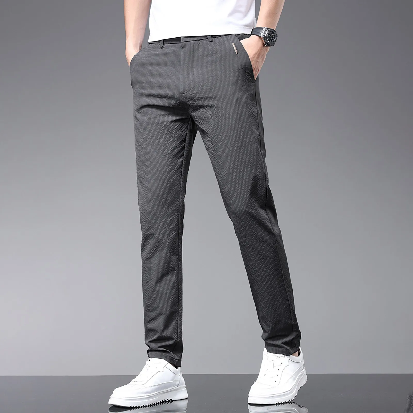 Men Trousers Comfortable And Stretchy Casual Trousers Slim Fit Outdoor Trendy Casual Trousers Toe Band