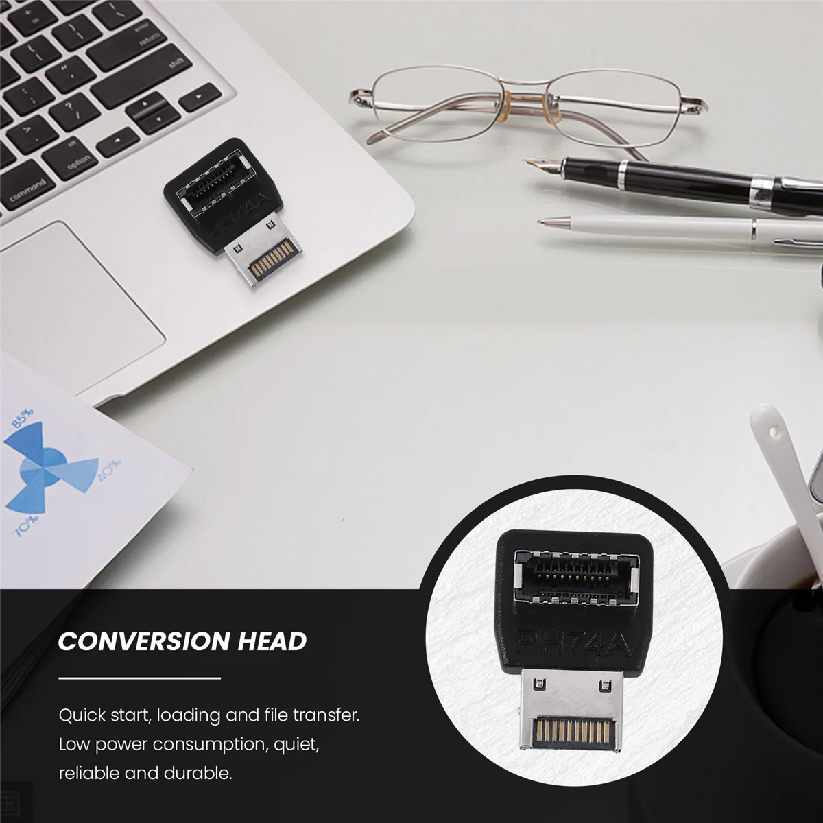 컴퓨터 마더보드 타입-E USB 3.1 타입-E 인터페이스, 90 도 스티어링 엘보 전면 타입-C 설치 어댑터 (PH74A)