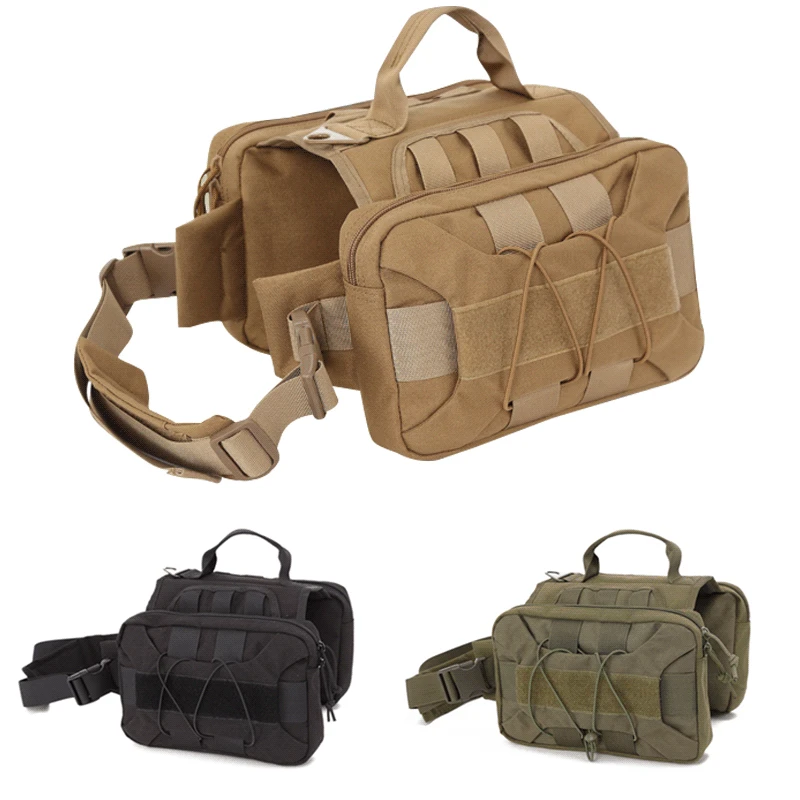 Sac à dos militaire réglable en nylon pour grands chiens, poche en verre SFP, service médical, entraînement, chasse, poignée