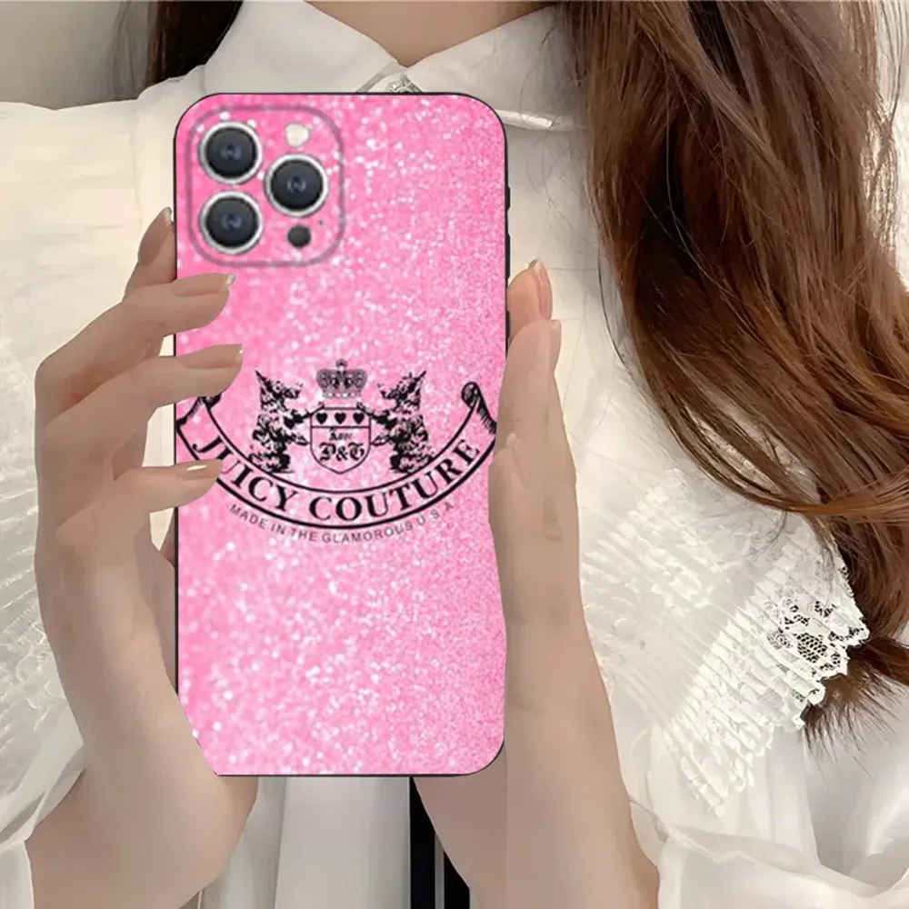 J-Juicy C- Couture Phone Case For iPhone 15,14,13,12,11,Plus,Pro Max,XS,X,XR,SE,Mini,8,7 Soft Silicone Black Cover