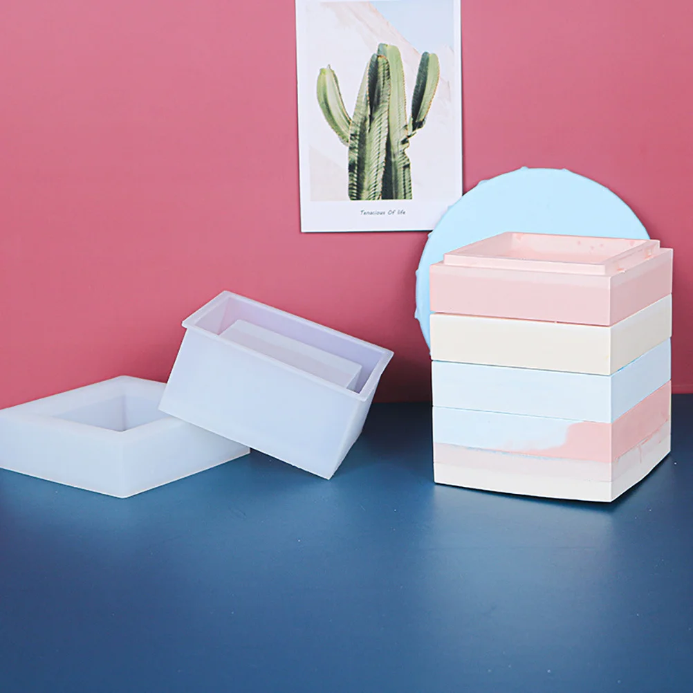 1Set Silikon Lagerung Box Form DIY Kristall Epoxy Form Langlebige Flexible Transparente Lagerung Box Machen Liefert Formen