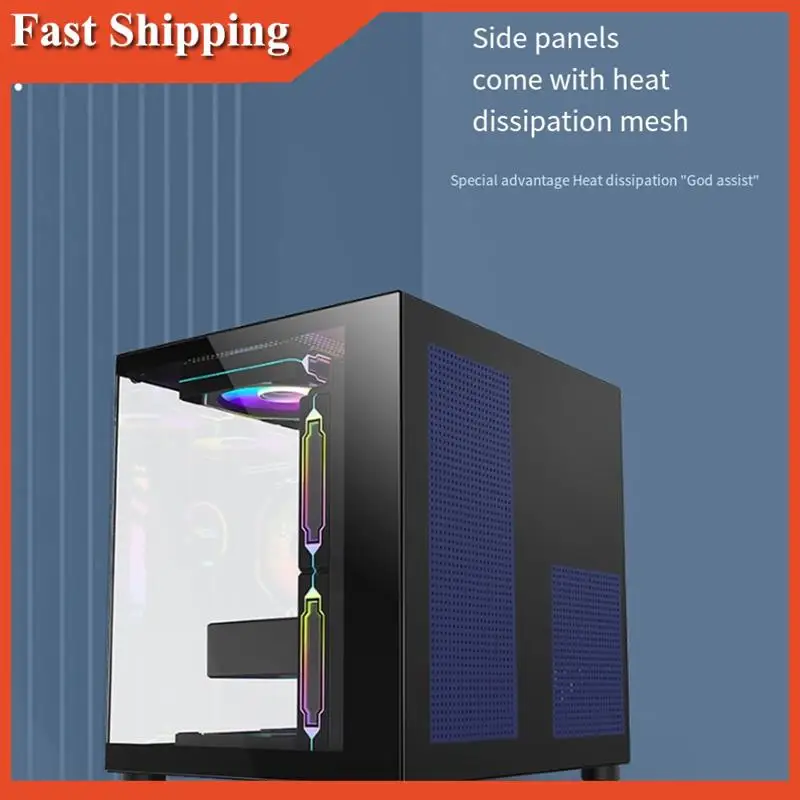 

AB97-PC Case Sea View Room Gaming Computer Desktop M-ATX Motherboard Double-Sided Tempered Glass PC Gamer Cabinet