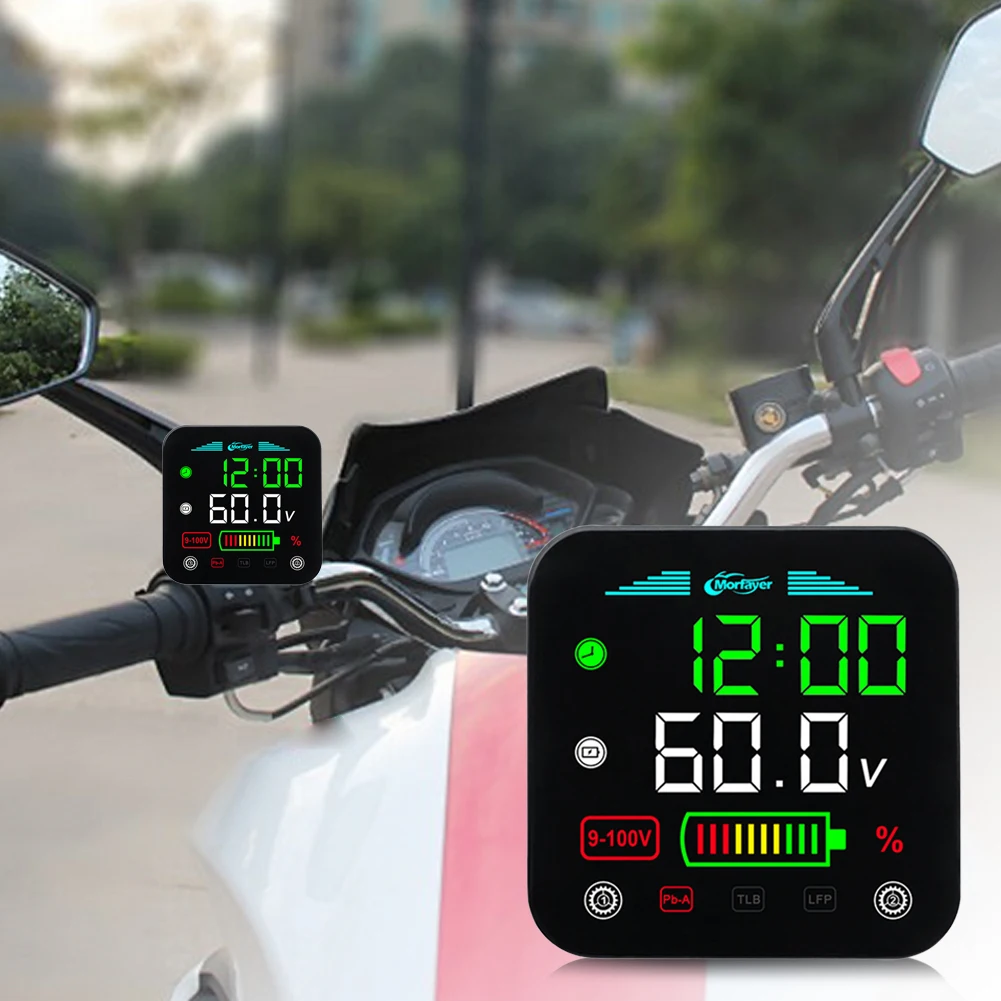 9-100V เครื่องทดสอบโวลต์มิเตอร์แบบดิจิตอล LCD รถจักรยานยนต์ไฟฟ้าระดับแบตเตอรี่โวลต์มิเตอร์นาฬิกาแบตเตอรี่เมตรอุปกรณ์จักรยานไฟฟ้า