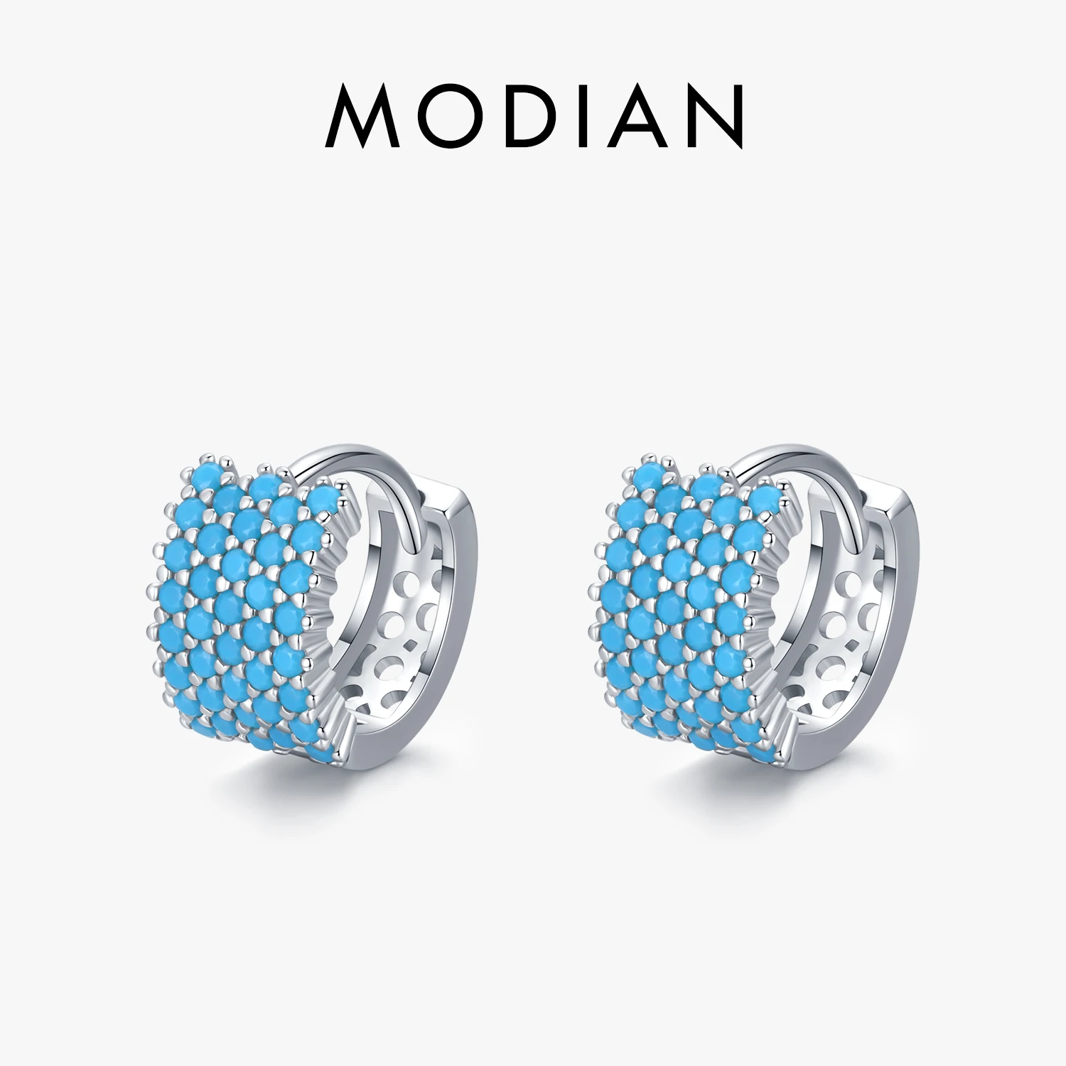 Modian 2026 Nowe, eleganckie kolczyki w stylu vintage z turkusem, prawdziwe srebro próby 925, luksusowe kolczyki koła z zawieszkami dla kobiet, biżuteria ślubna
