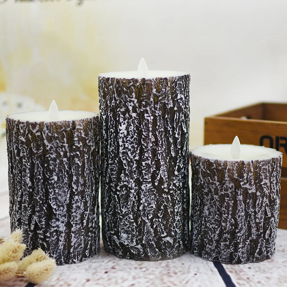 3Pcs Electronic Lights Flameless Simulation Pine Shape Romantic Party Decoration LED Lamps Safe Eco-Friendly