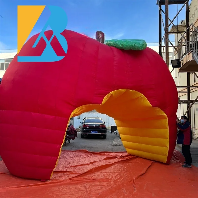 Custom Built Events Decorative Giant Inflatable Apple Tunnel for Advertising Business Toys