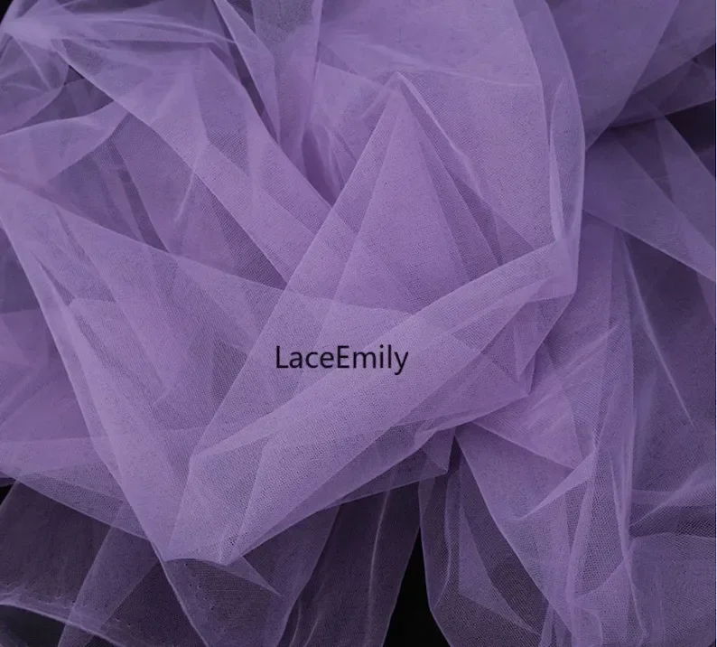 Gray-purple mesh tulle Fabric Solid color see through lace fabric For Girl Dress Tutu Dress Wedding Dress Bridal Veil 1 yard